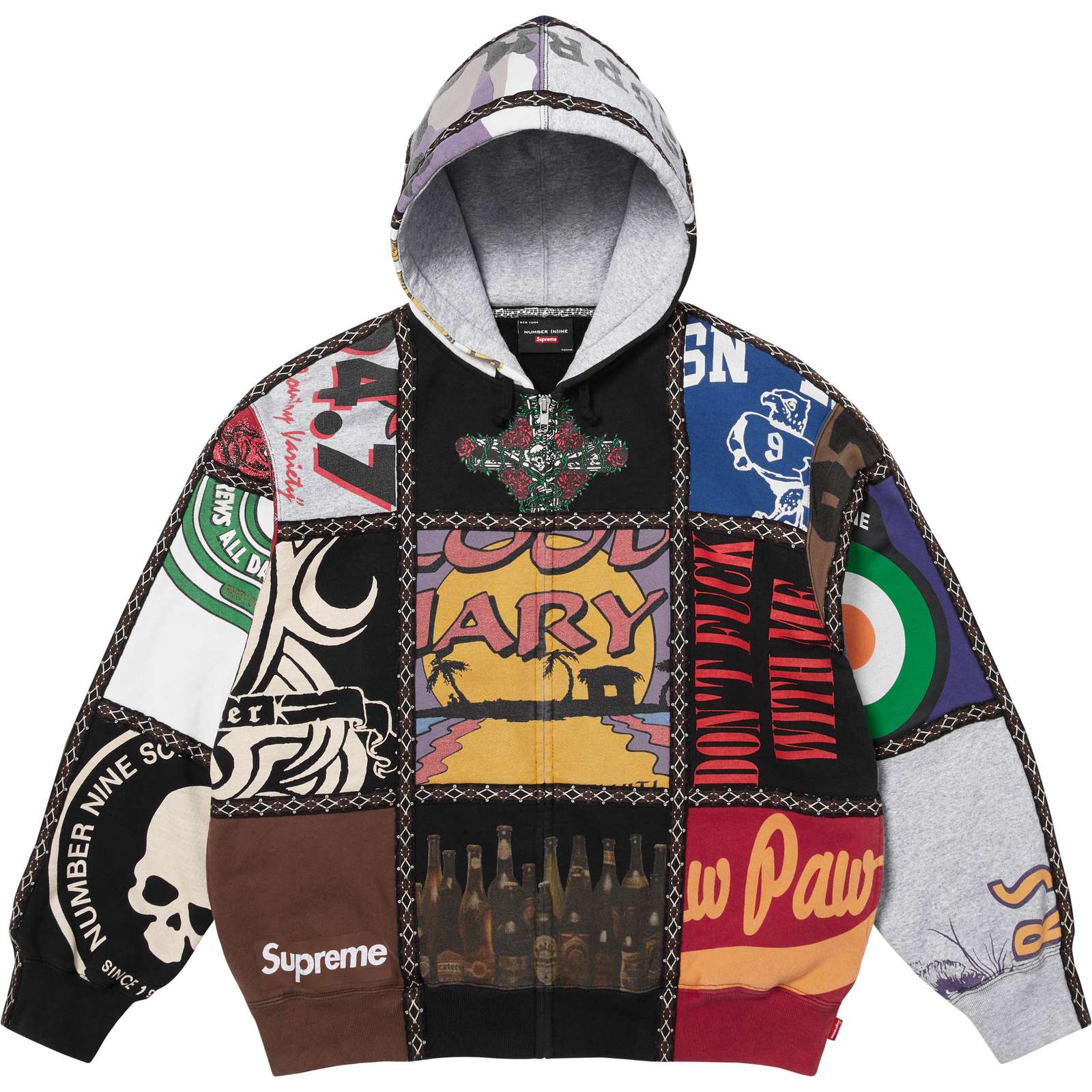 Supreme®/Number (N)ine® Patchwork Zip Up Hooded Sweatshirt