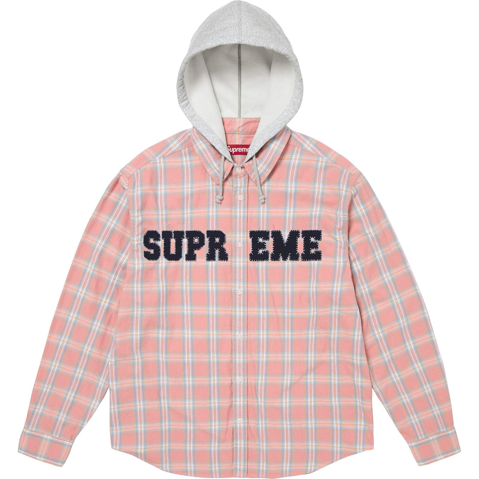 Appliqué Hooded Flannel Shirt