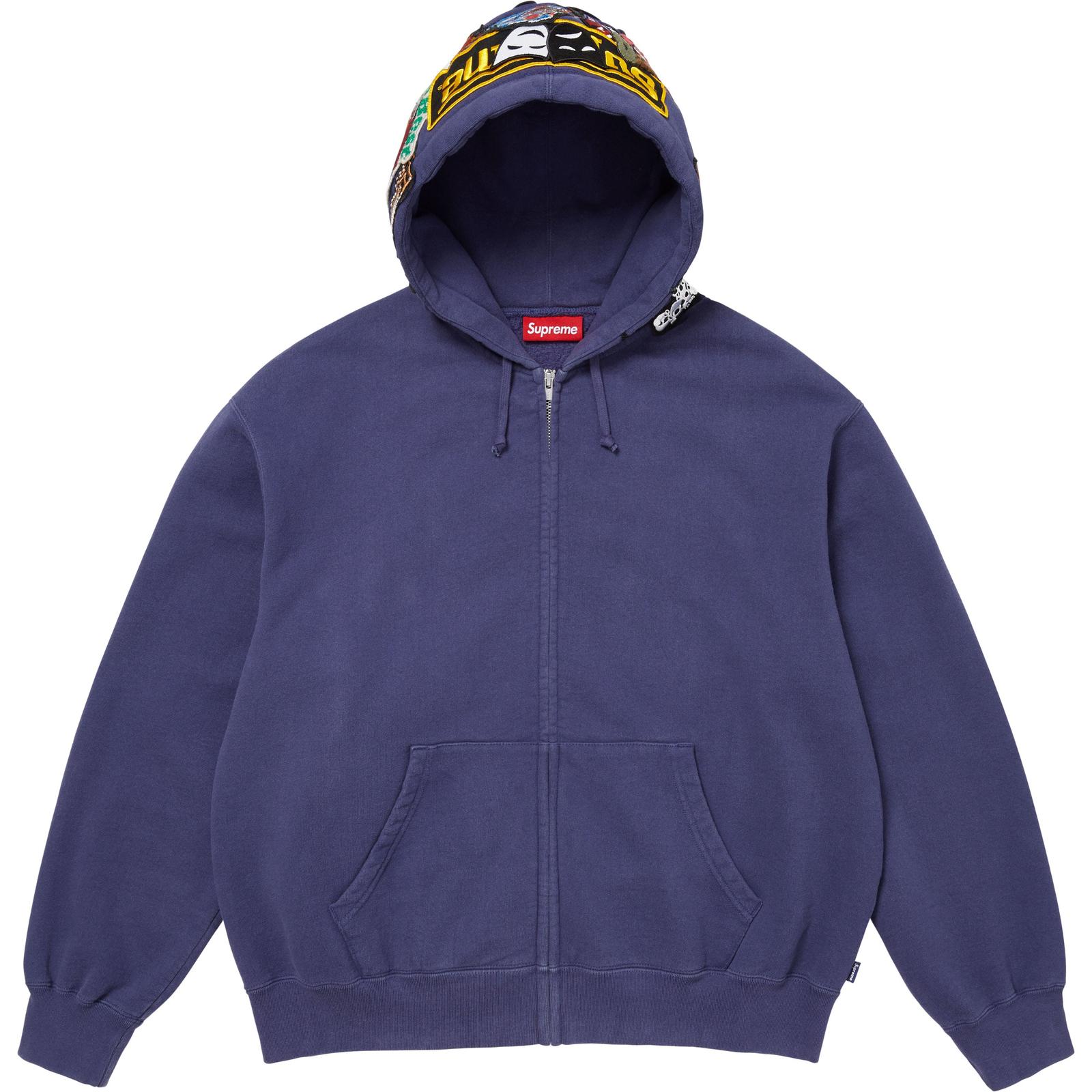 Patches Zip Up Hooded Sweatshirt