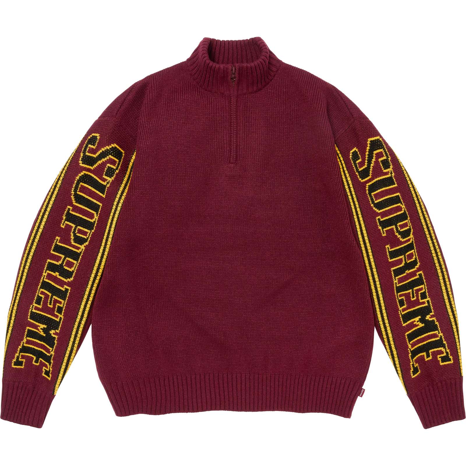 Jacquard Sleeve Half Zip Sweater