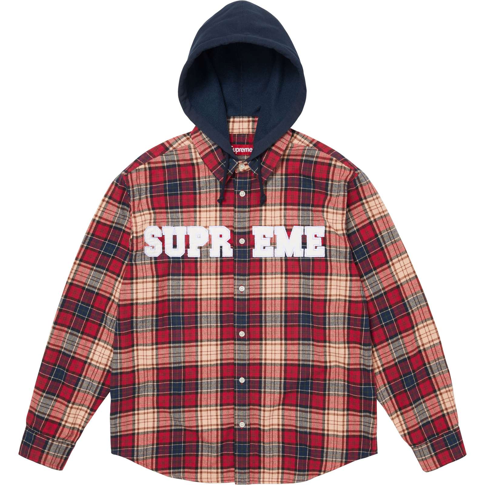 Appliqué Hooded Flannel Shirt