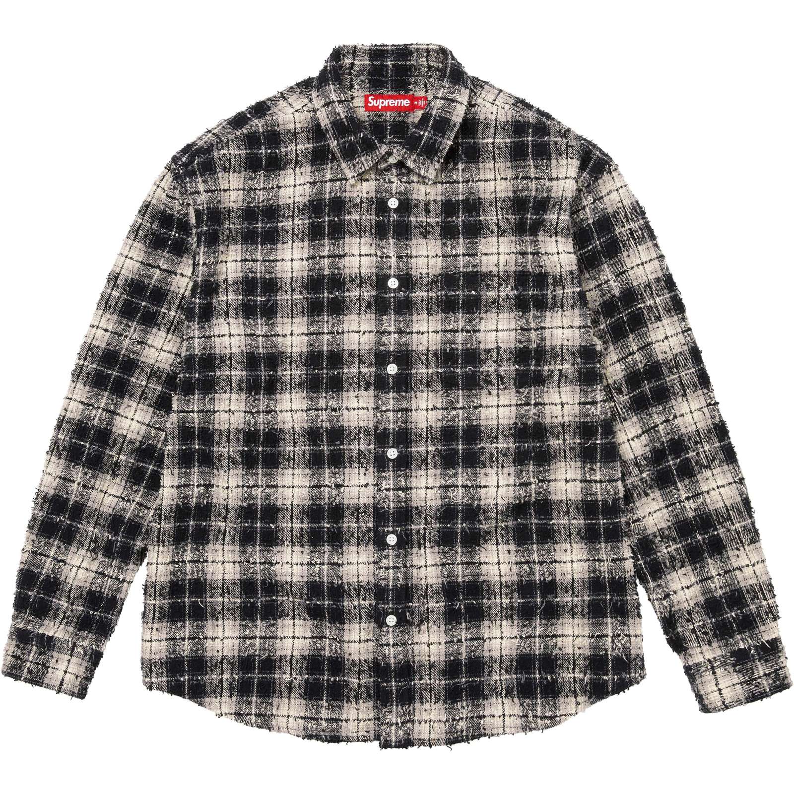 Frayed Textured Plaid Shirt