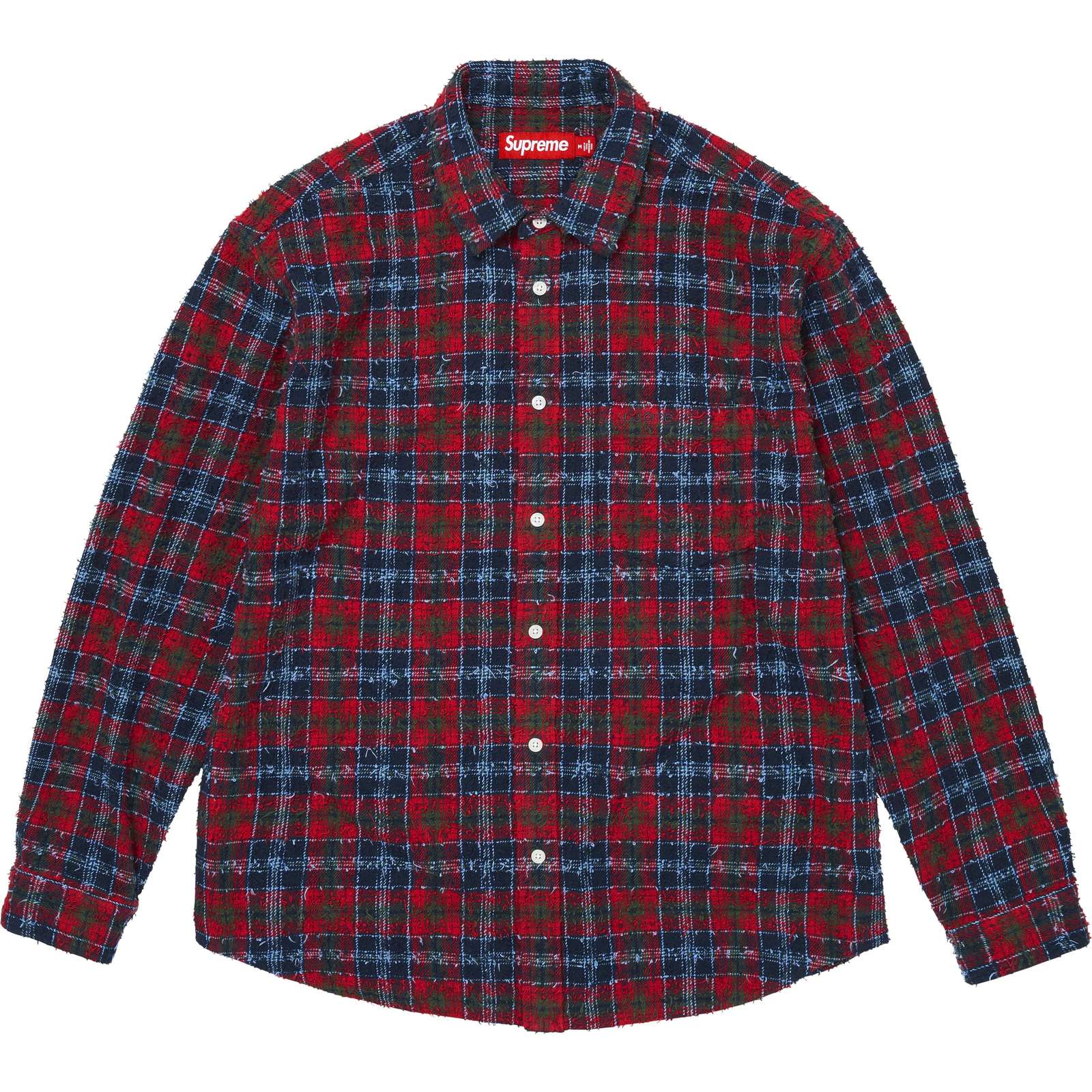 Frayed Textured Plaid Shirt