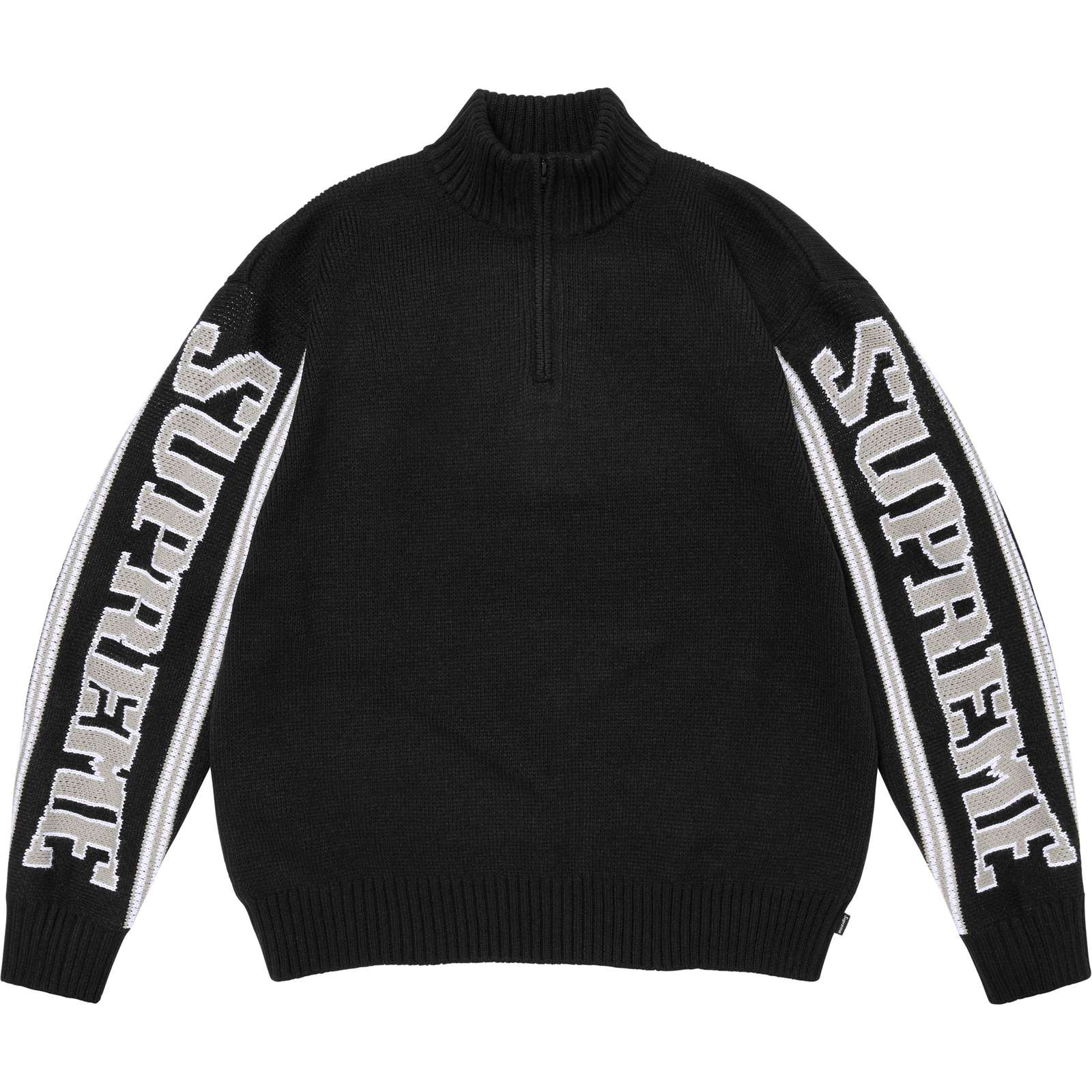 Jacquard Sleeve Half Zip Sweater