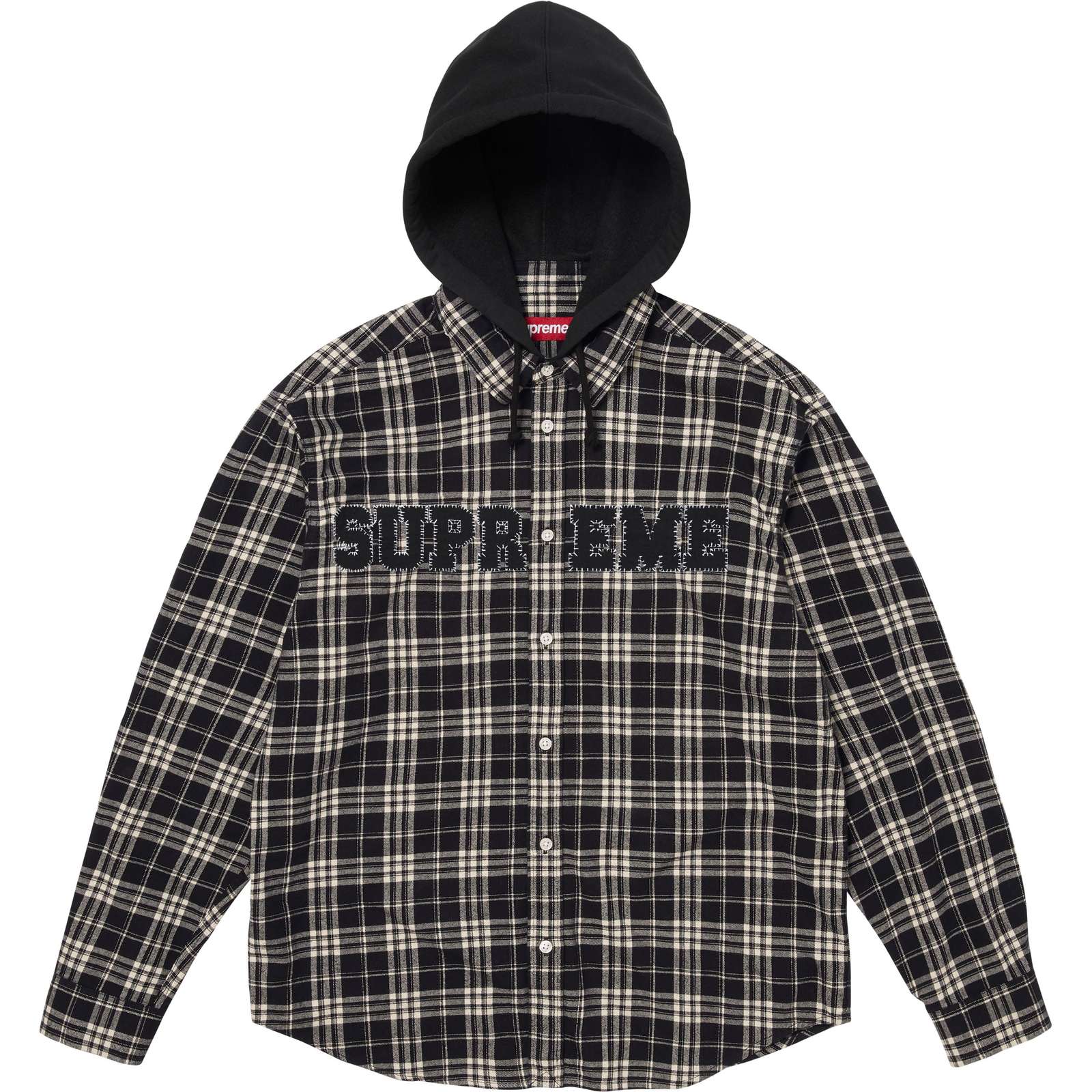 Appliqué Hooded Flannel Shirt