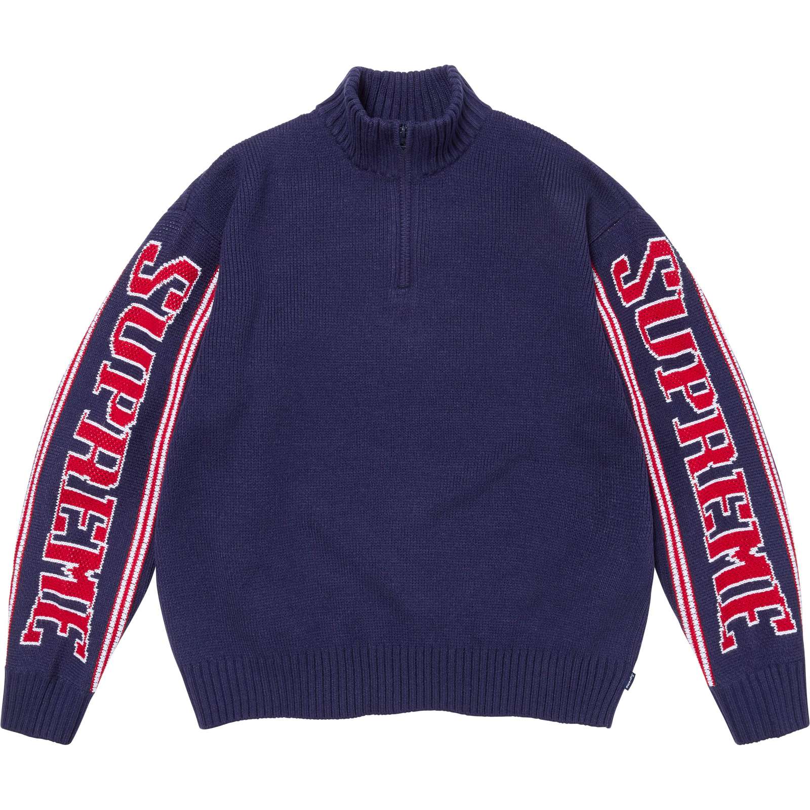Jacquard Sleeve Half Zip Sweater