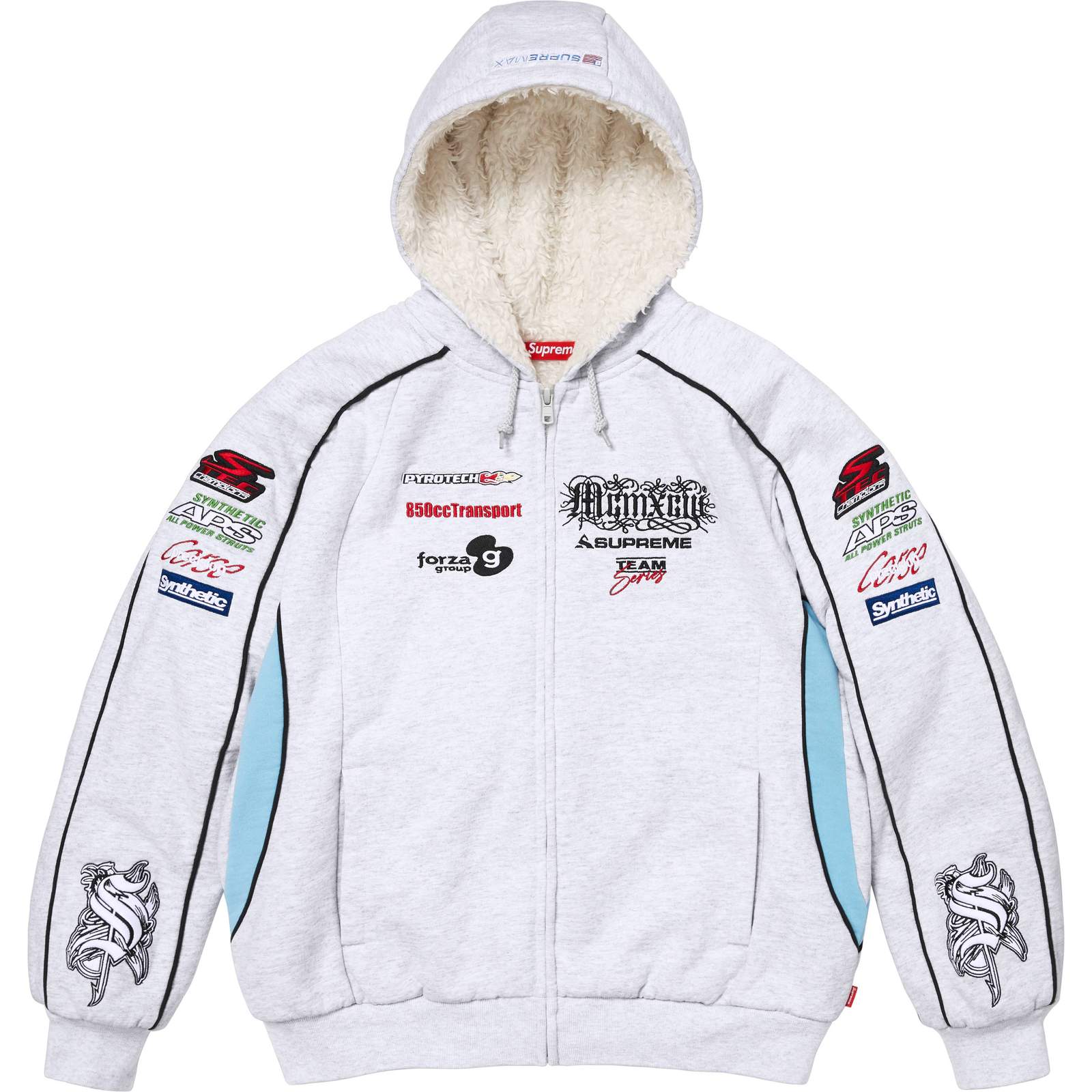 Racing Lined Zip Up Hooded Sweatshirt