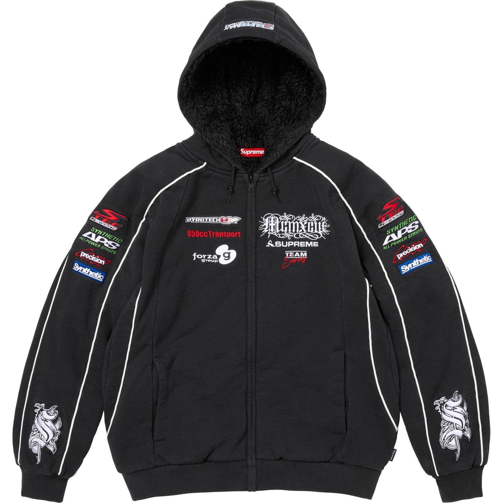 Racing Lined Zip Up Hooded Sweatshirt
