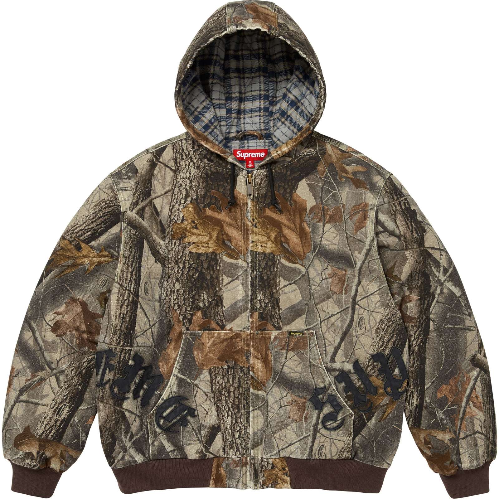 Leather Appliqué Hooded Work Jacket