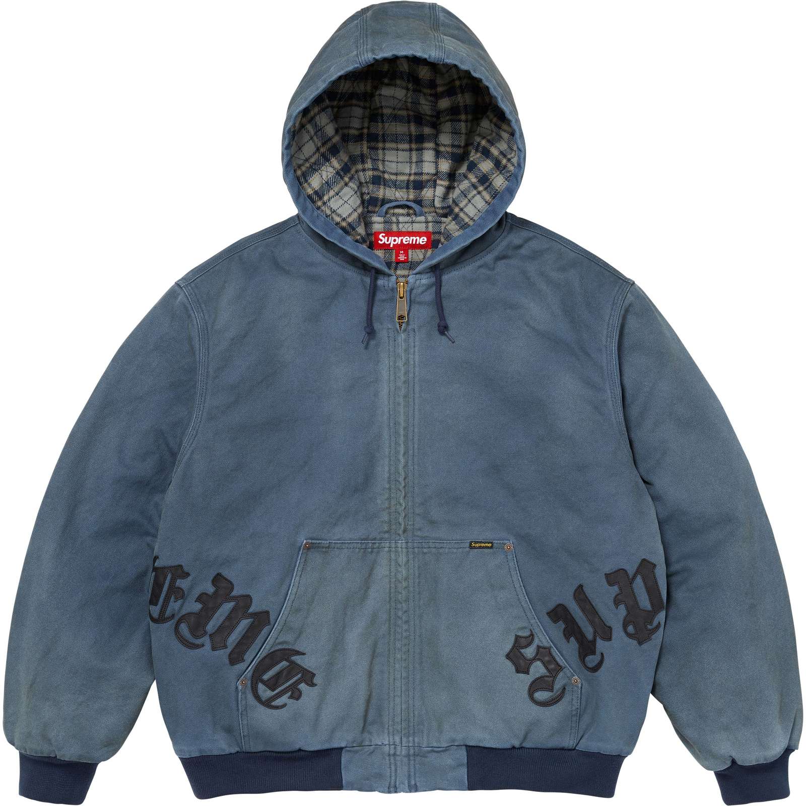 Leather Appliqué Hooded Work Jacket