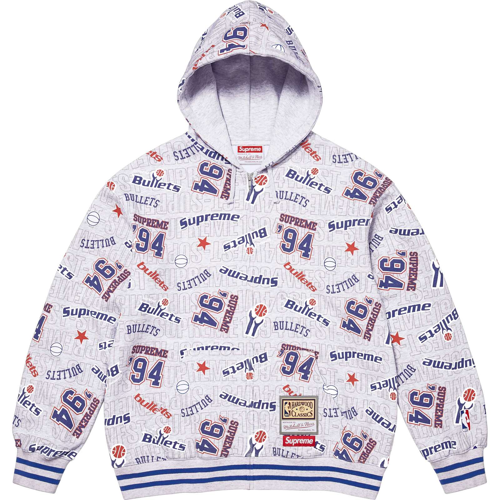 Supreme®/Mitchell & Ness® Teams Zip Up Hooded Sweatshirt