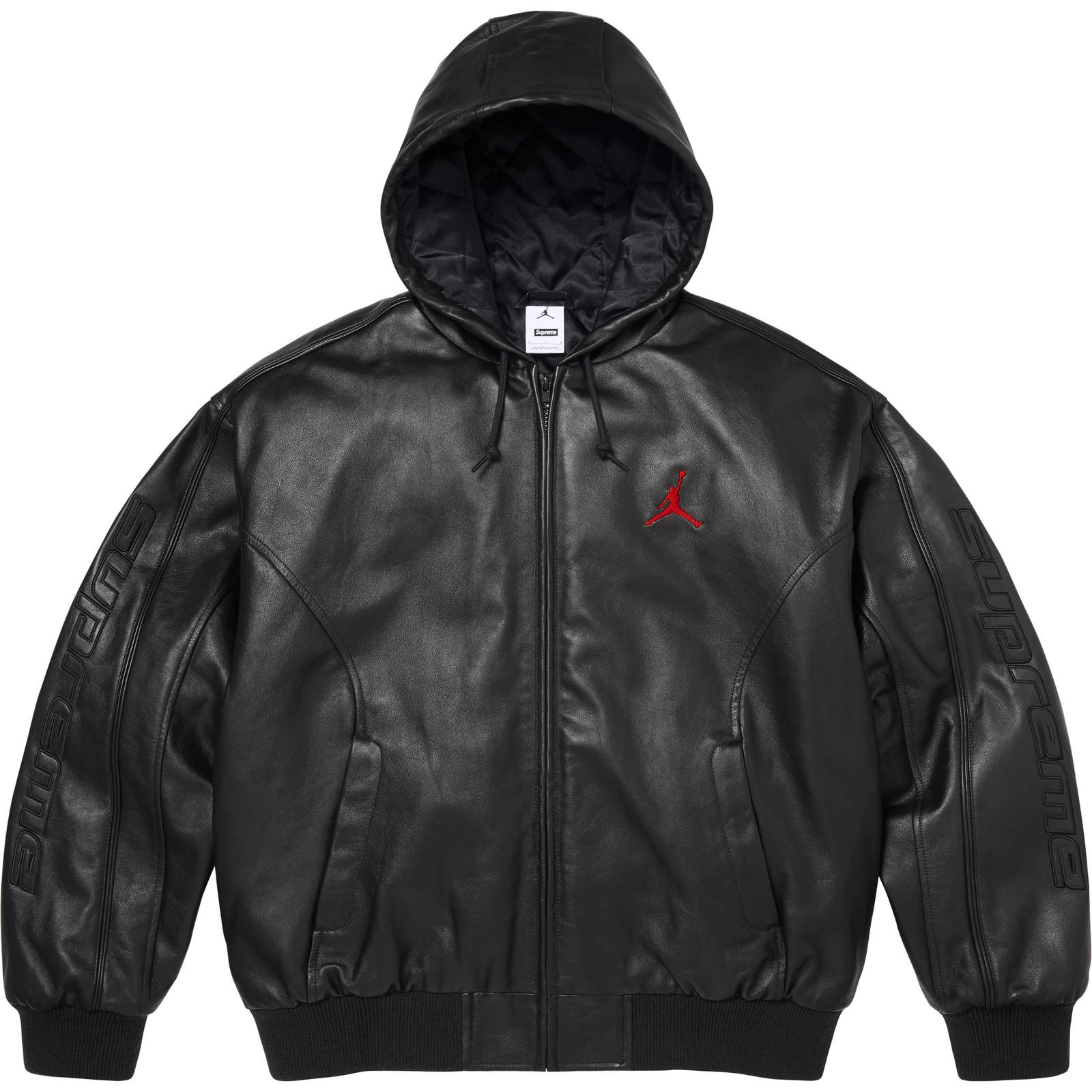 Supreme®/Jordan® Hooded Leather Jacket