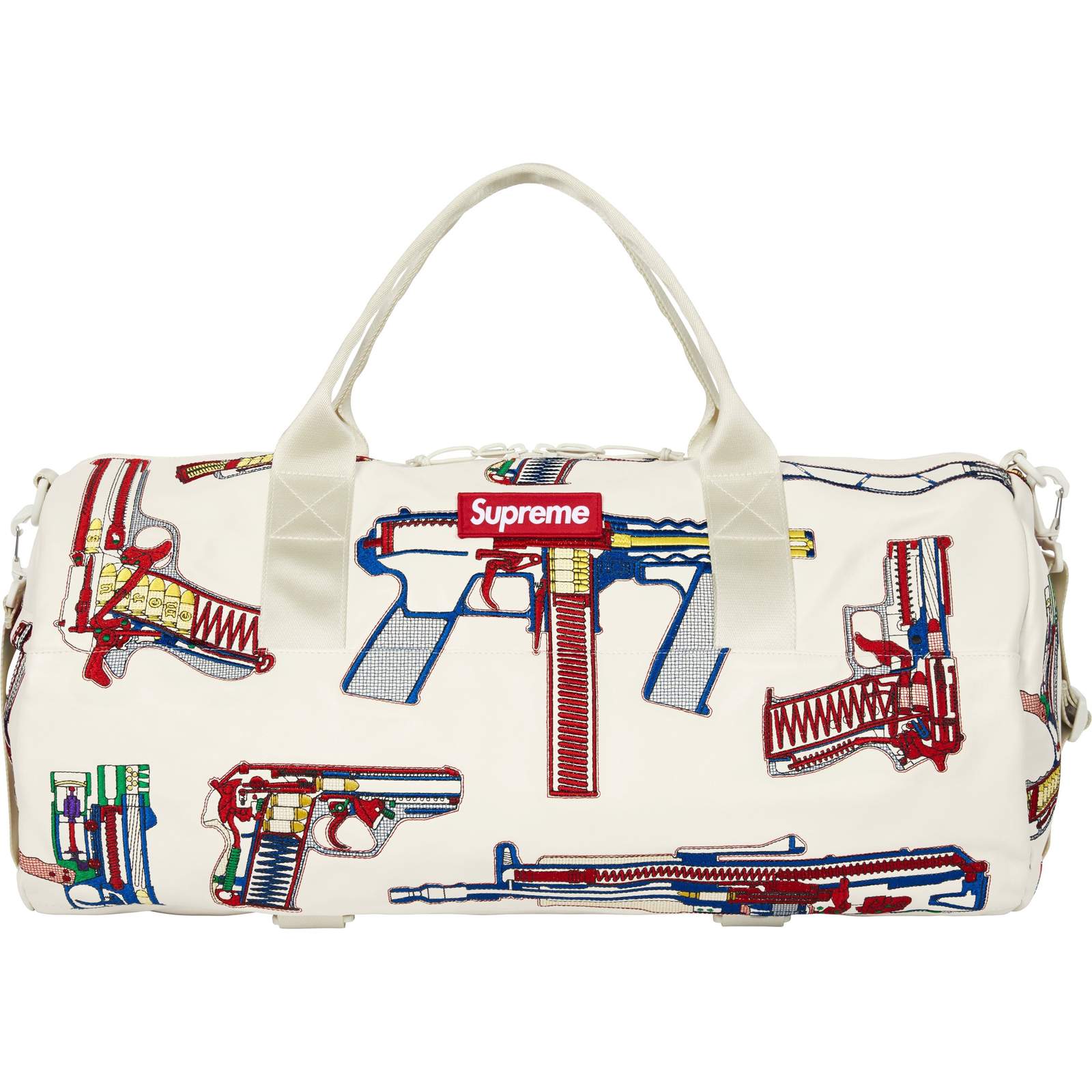 Guns Embroidered Leather Duffle Bag
