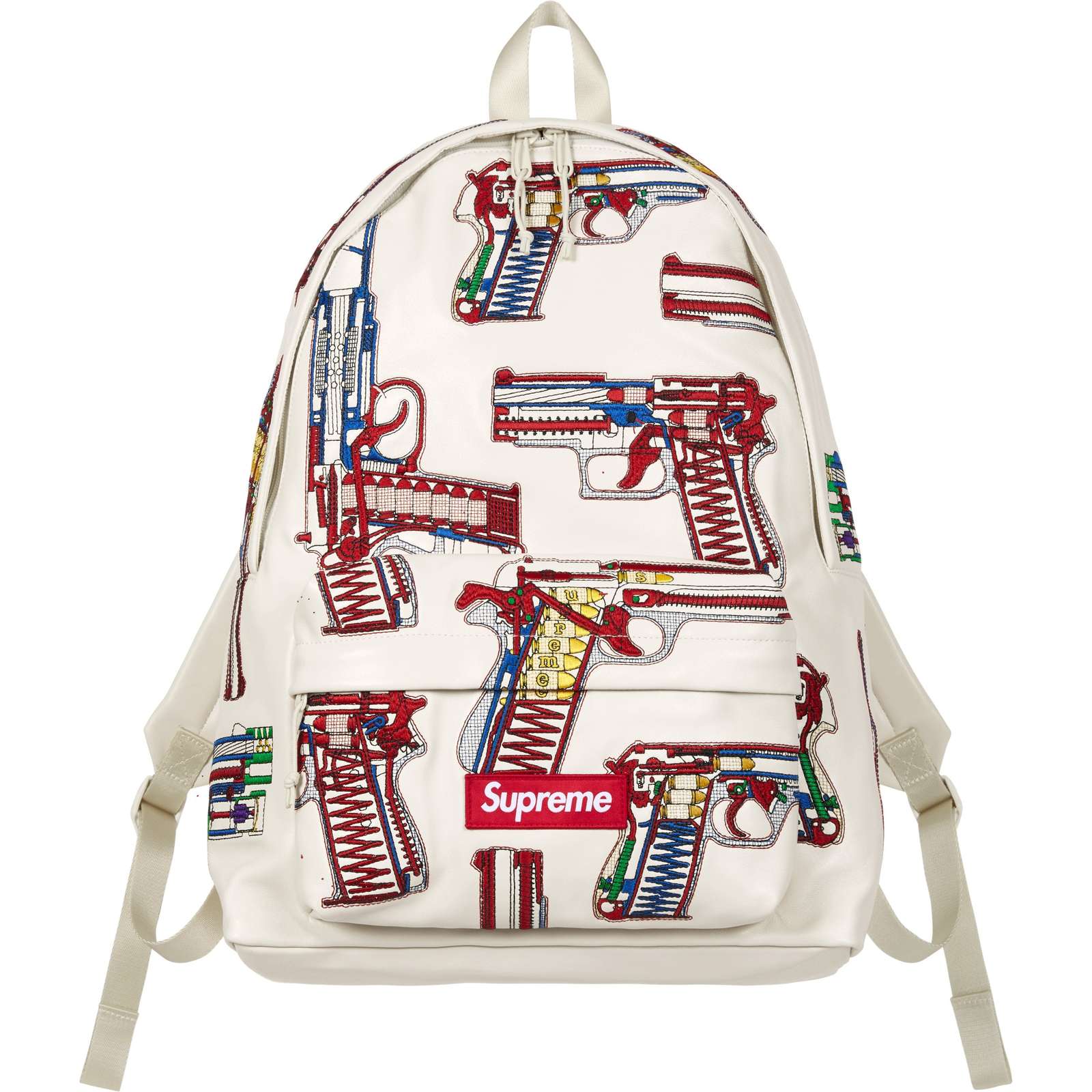Guns Embroidered Leather Backpack
