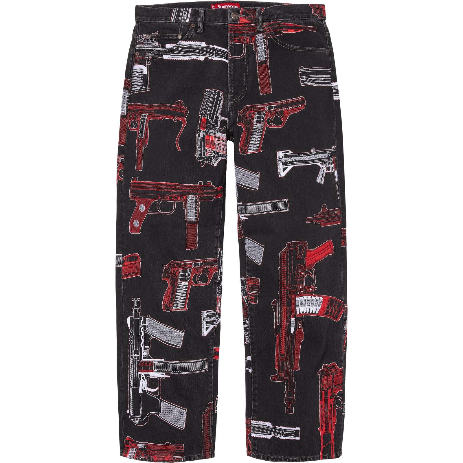 Guns Embroidered Loose Fit Jean