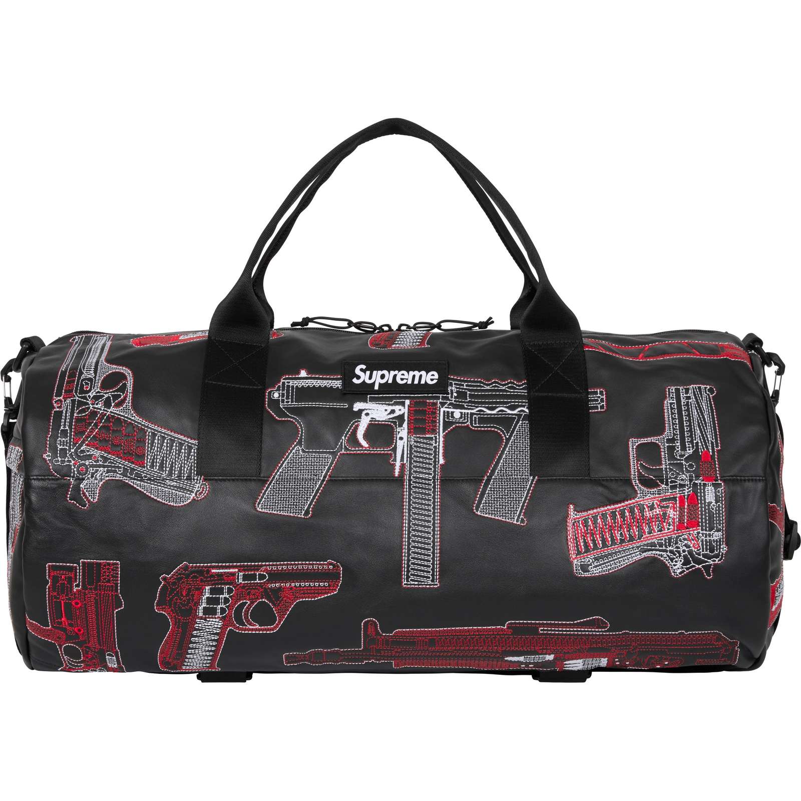 Guns Embroidered Leather Duffle Bag