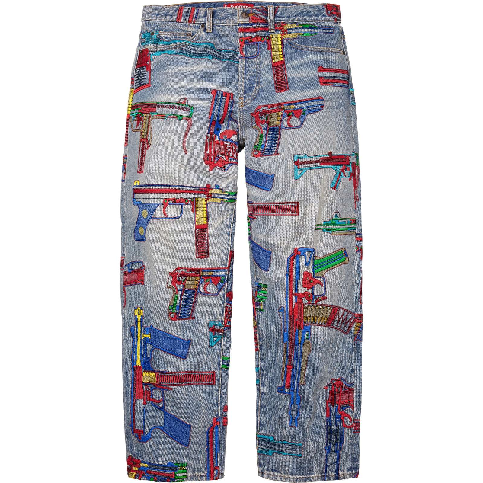 Guns Embroidered Loose Fit Jean
