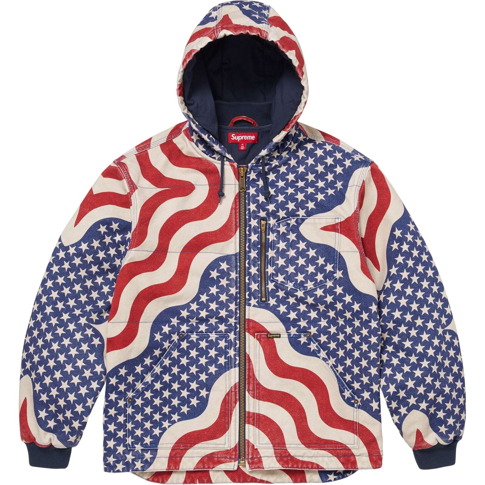 Flag Quilted Hooded Work Jacket