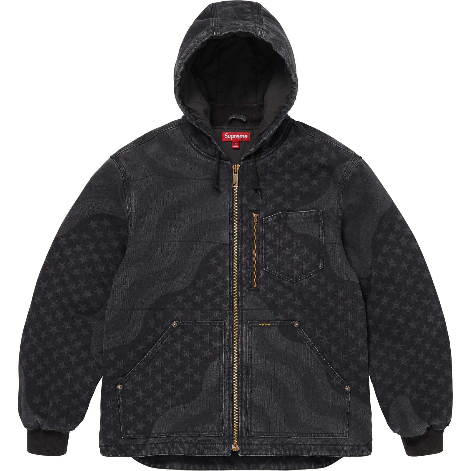 Flag Quilted Hooded Work Jacket